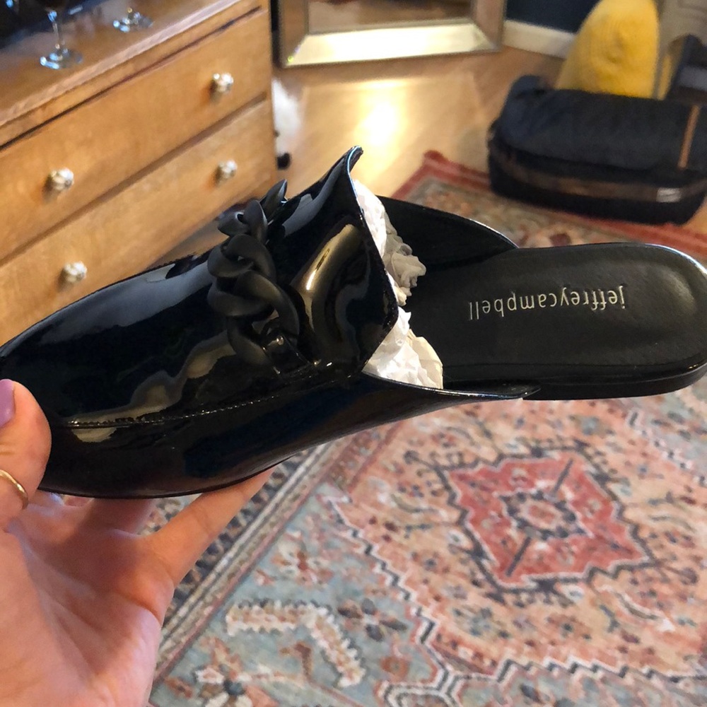 Black patent Jeffrey Campbell loafers